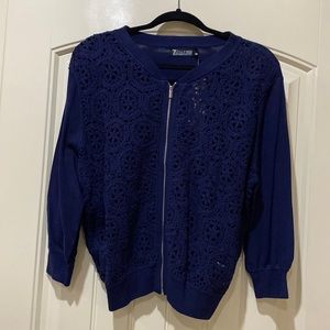 Size Large New York & Co crochet, navy cardigan, new with tags